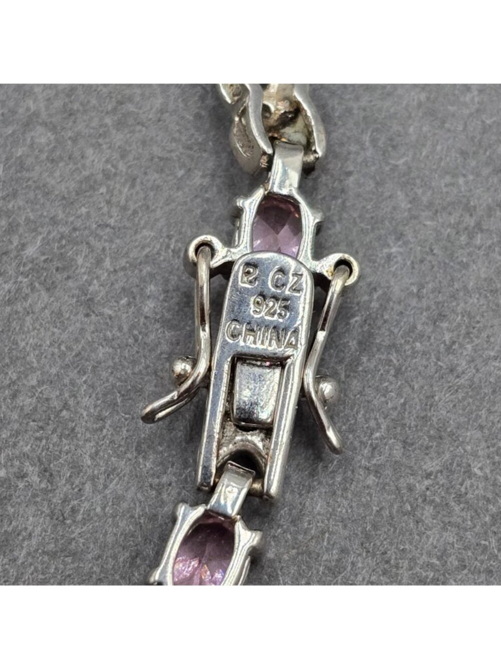 Ross Simons Sterling Silver Pink CZ Tennis Bracelet 8" XOXO Link Statement Piece - Picture 9 of 14